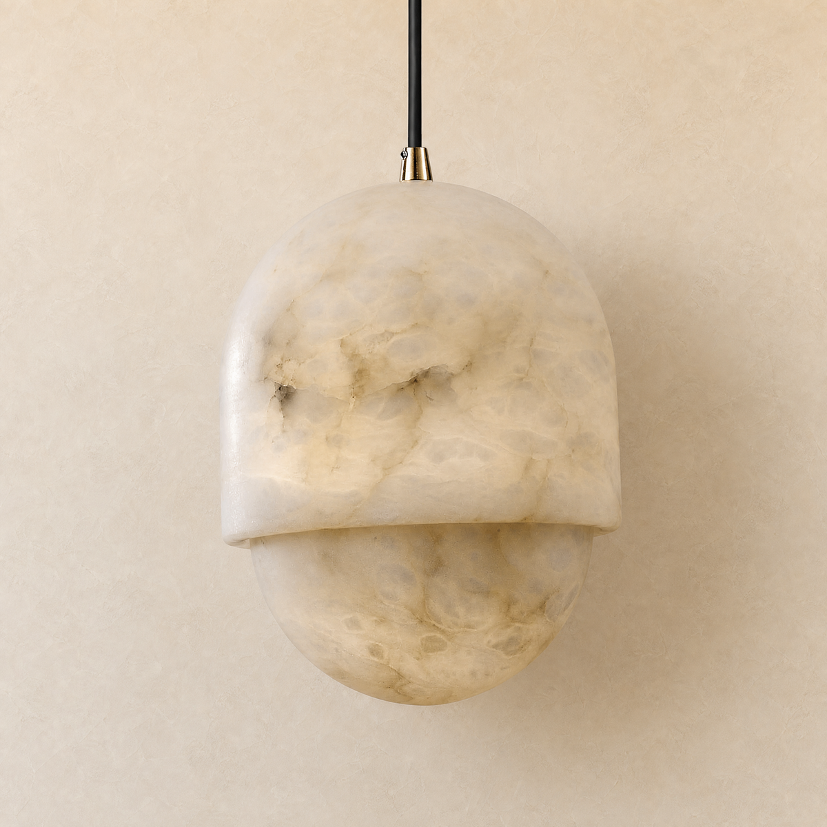 Hollis Minimalist Brass Alabaster Pendant Light 8.3" D
