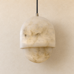 Hollis Minimalist Brass Alabaster Pendant Light 8.3" D