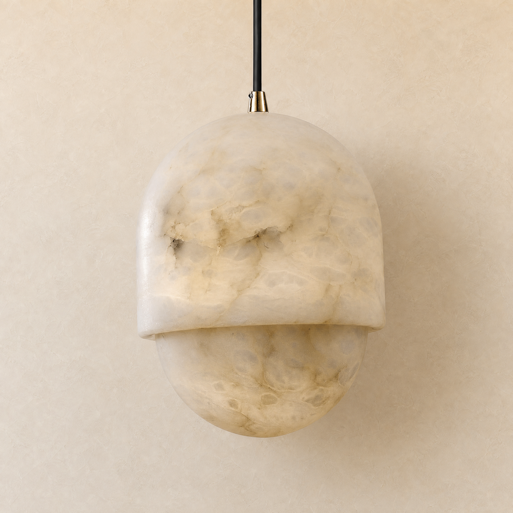 Hollis Minimalist Brass Alabaster Pendant Light 8.3" D
