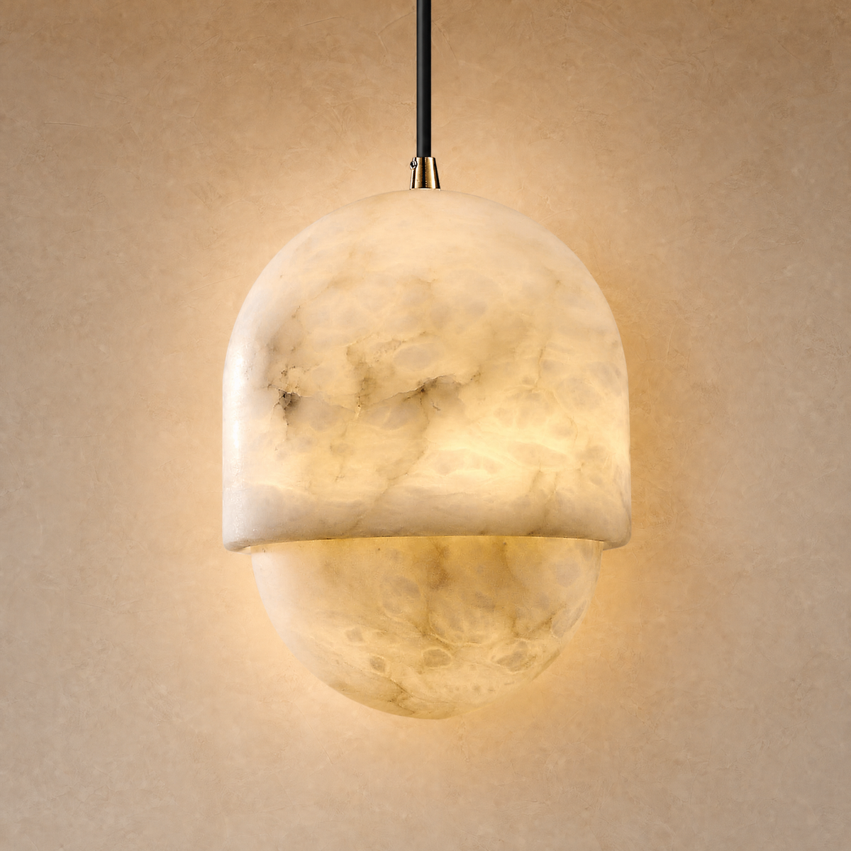 Hollis Minimalist Brass Alabaster Pendant Light 8.3" D