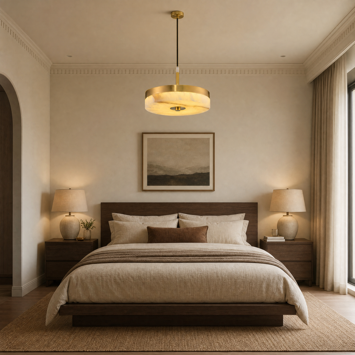 Hollis Modern Alabaster Island Hanging Lights
