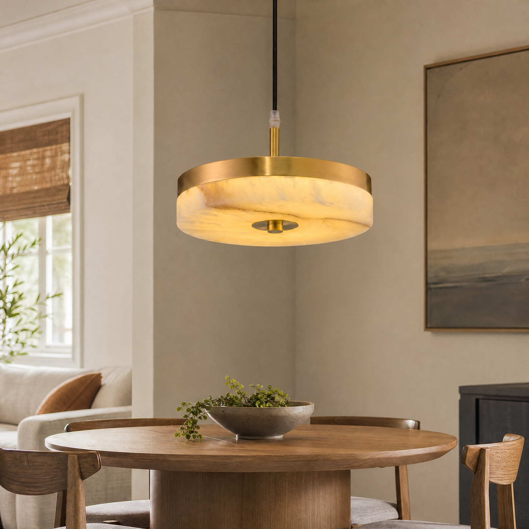 Hollis Modern Alabaster Island Hanging Lights