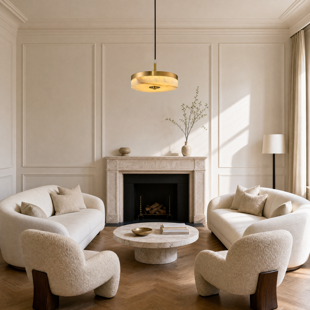 Hollis Modern Alabaster Island Hanging Lights