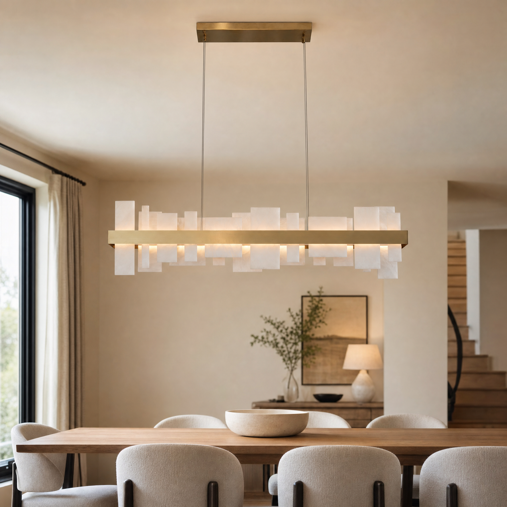 Hollis Modern Alabaster Linear Pendant Light