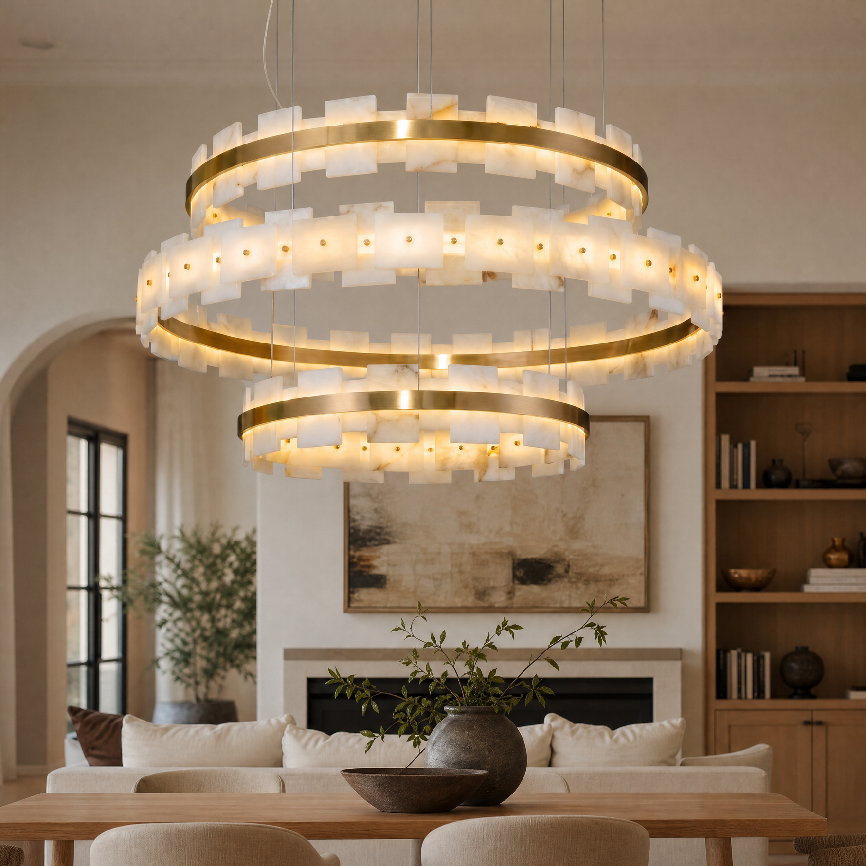 Hollis Modern Alabaster Ring Chandelier