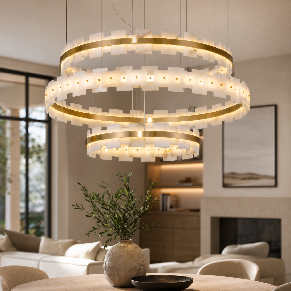 Hollis Modern Alabaster Ring Chandelier