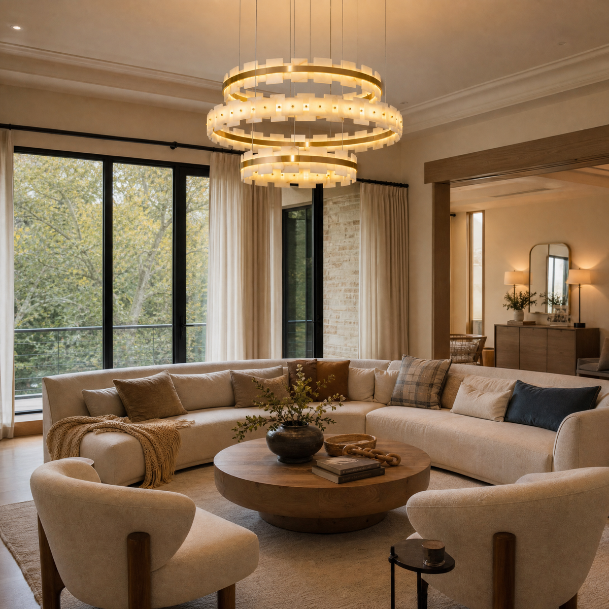 Hollis Modern Alabaster Ring Chandelier