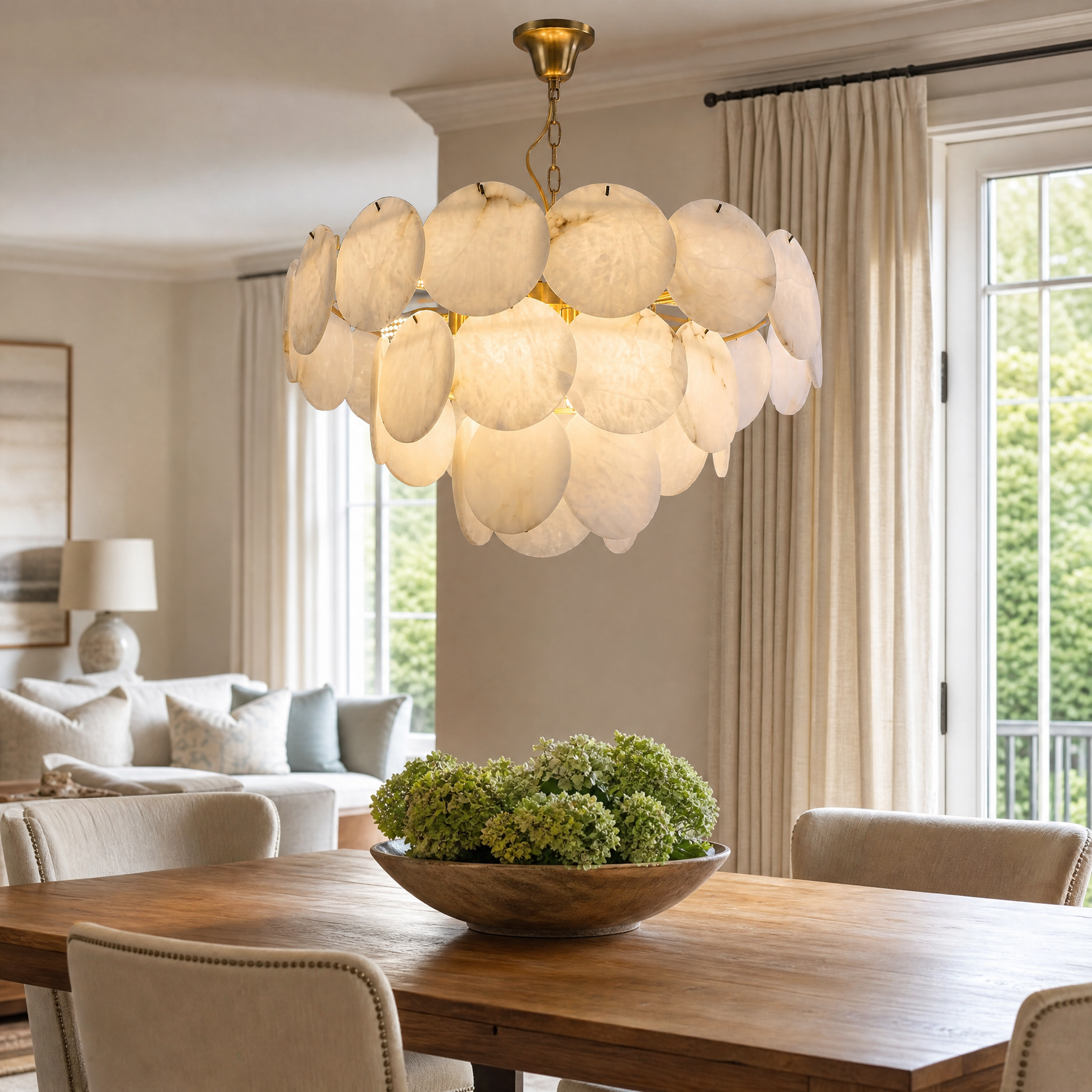 Hollis Modern Alabaster Round Chandelier