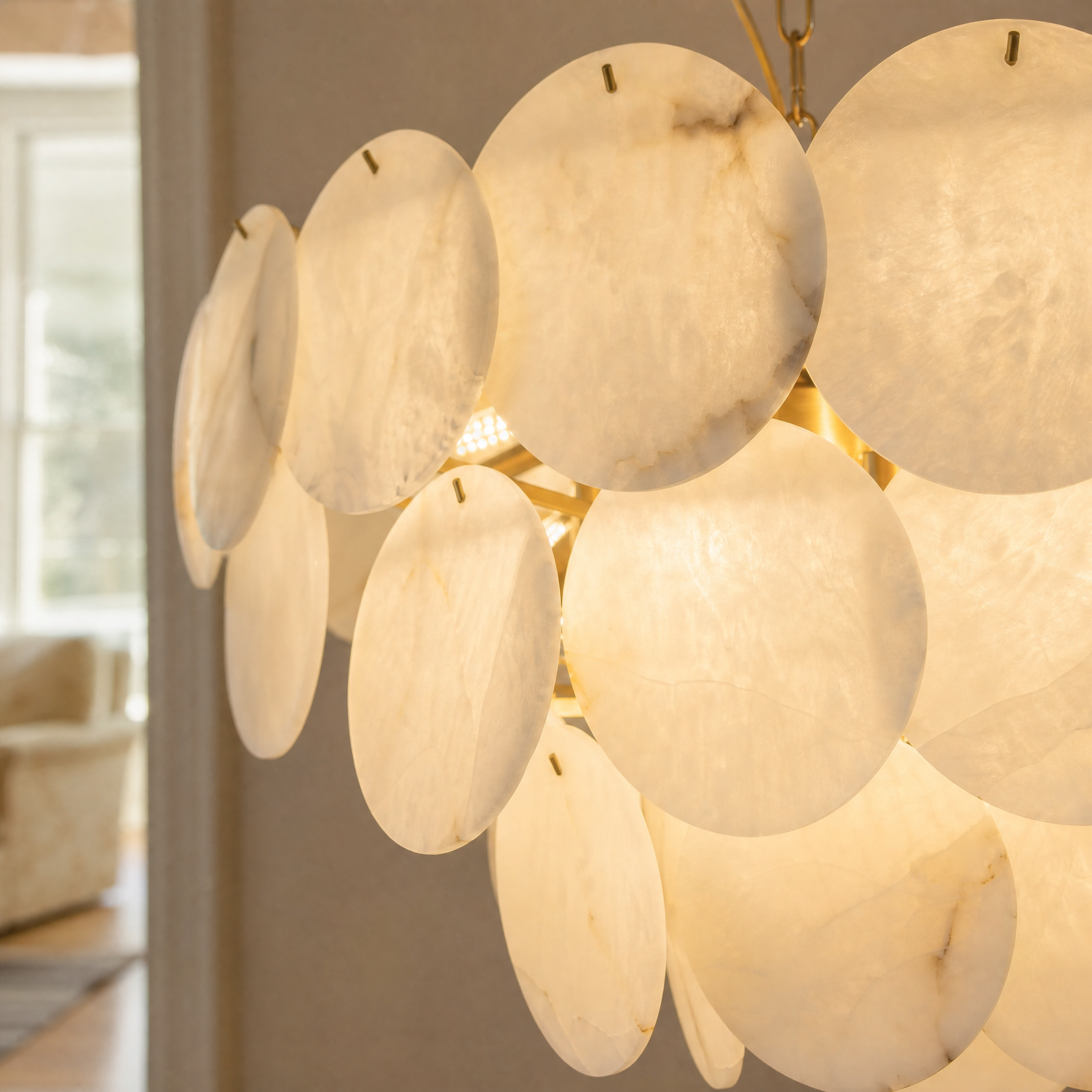 Hollis Modern Alabaster Round Chandelier