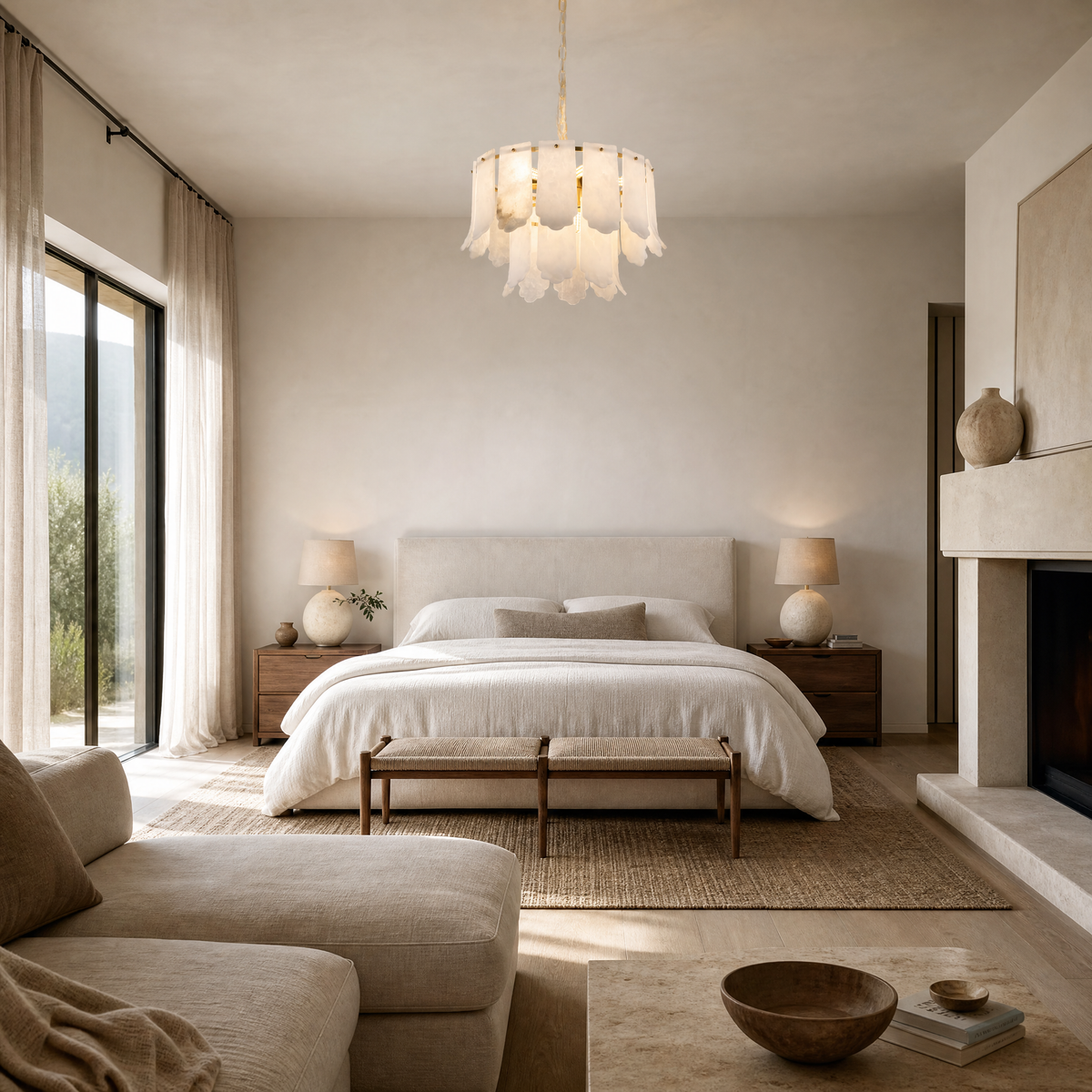 Hollis Modern Alabaster Round Pendant Light