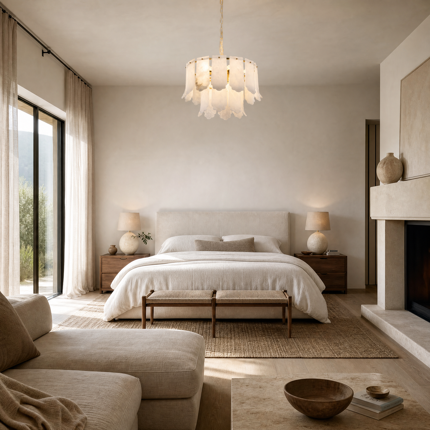 Hollis Modern Alabaster Round Pendant Light