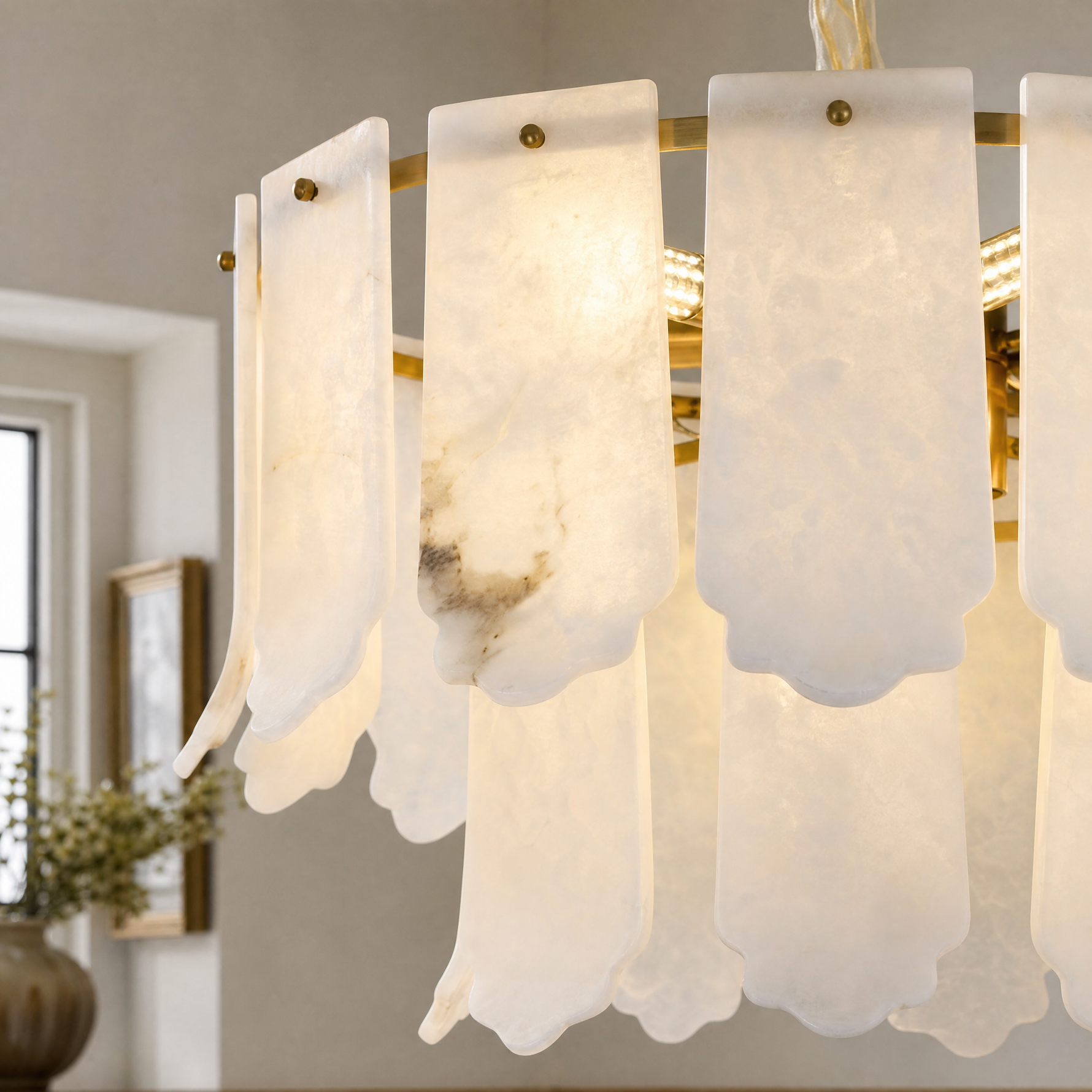 Hollis Modern Alabaster Round Pendant Light