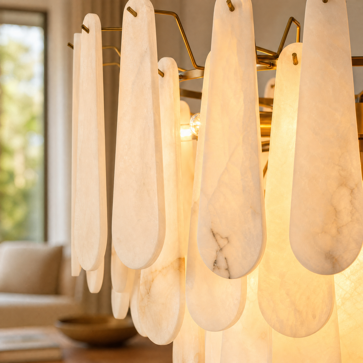 Hollis Modern Alabaster Tiered Chandelier