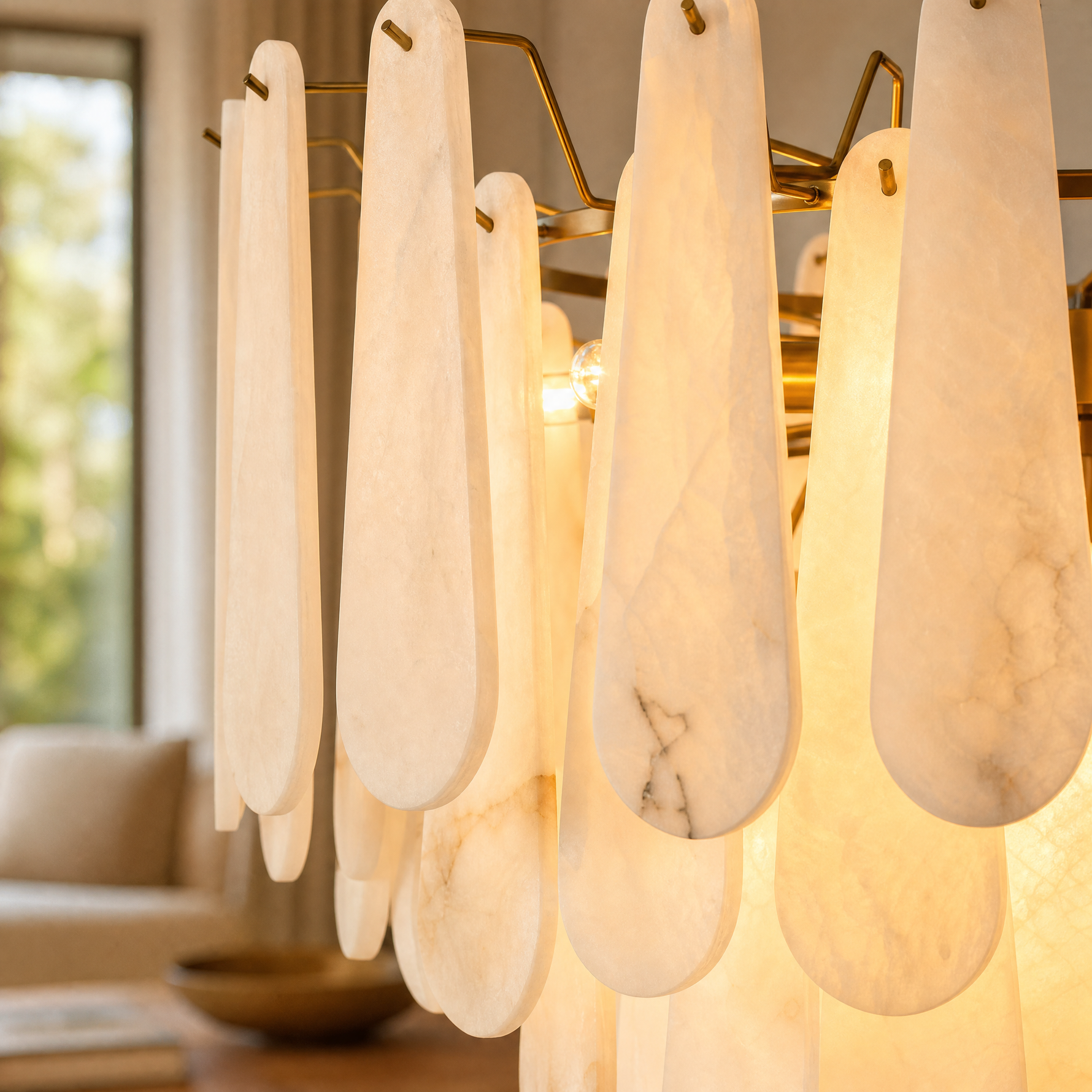 Hollis Modern Alabaster Tiered Chandelier