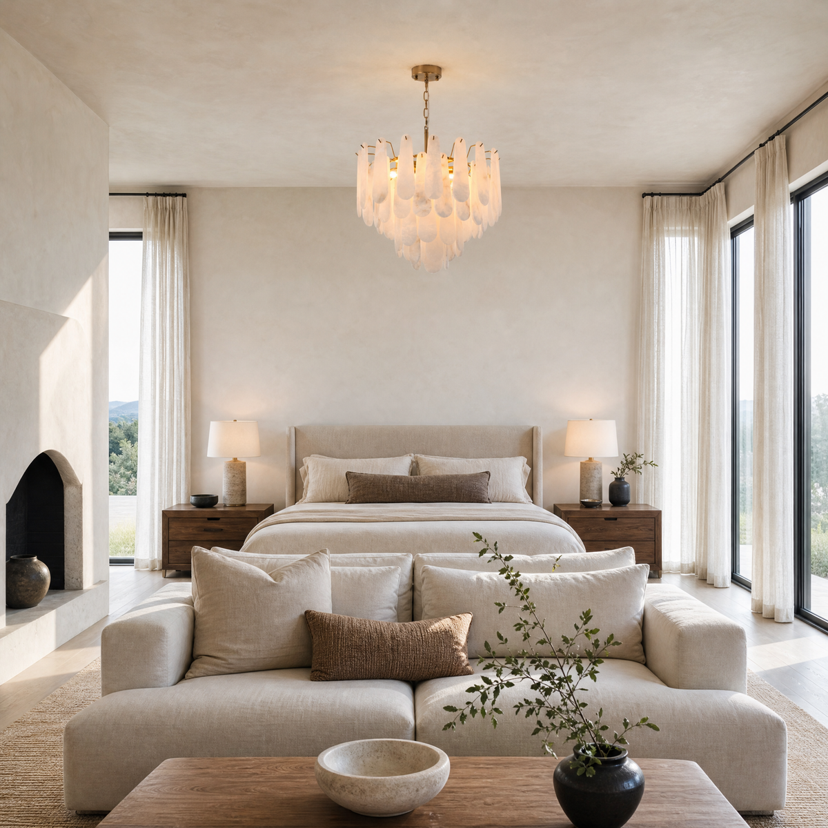 Hollis Modern Alabaster Tiered Chandelier