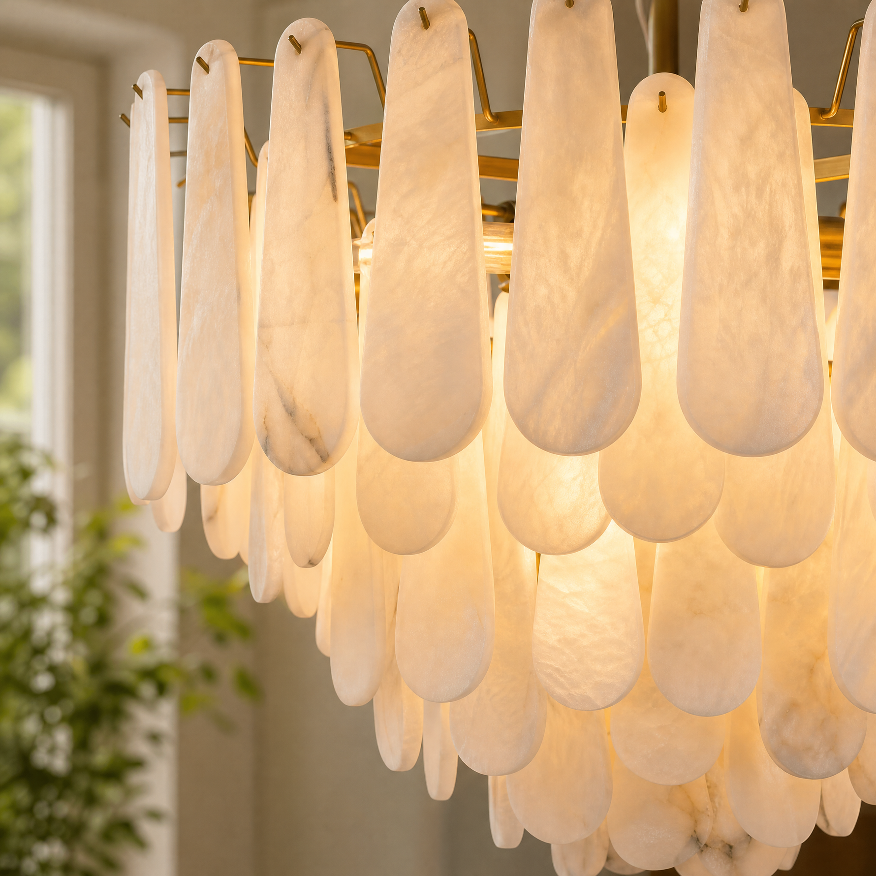 Hollis Modern Alabaster Tiered Chandelier