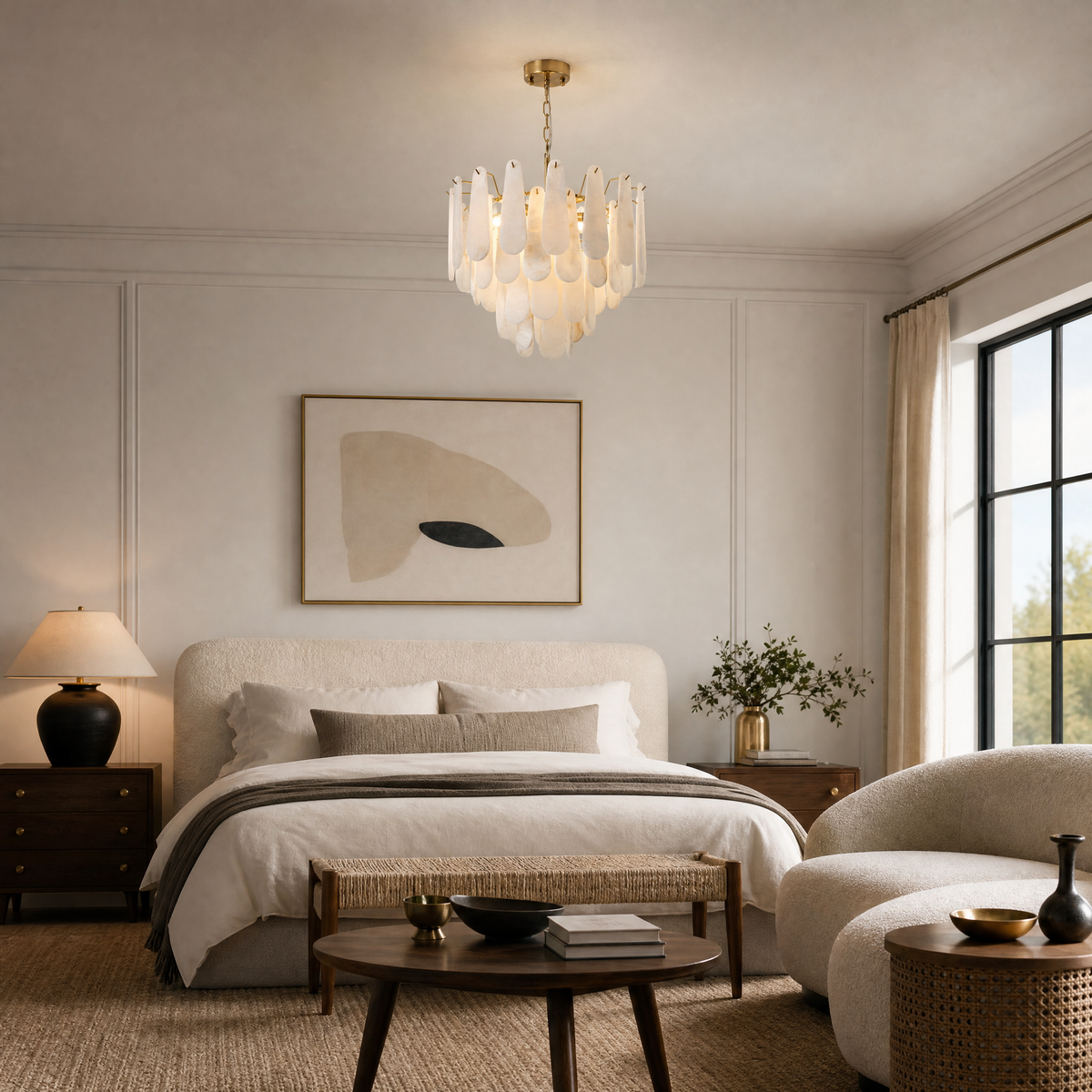 Hollis Modern Alabaster Tiered Chandelier