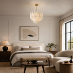Hollis Modern Alabaster Tiered Chandelier