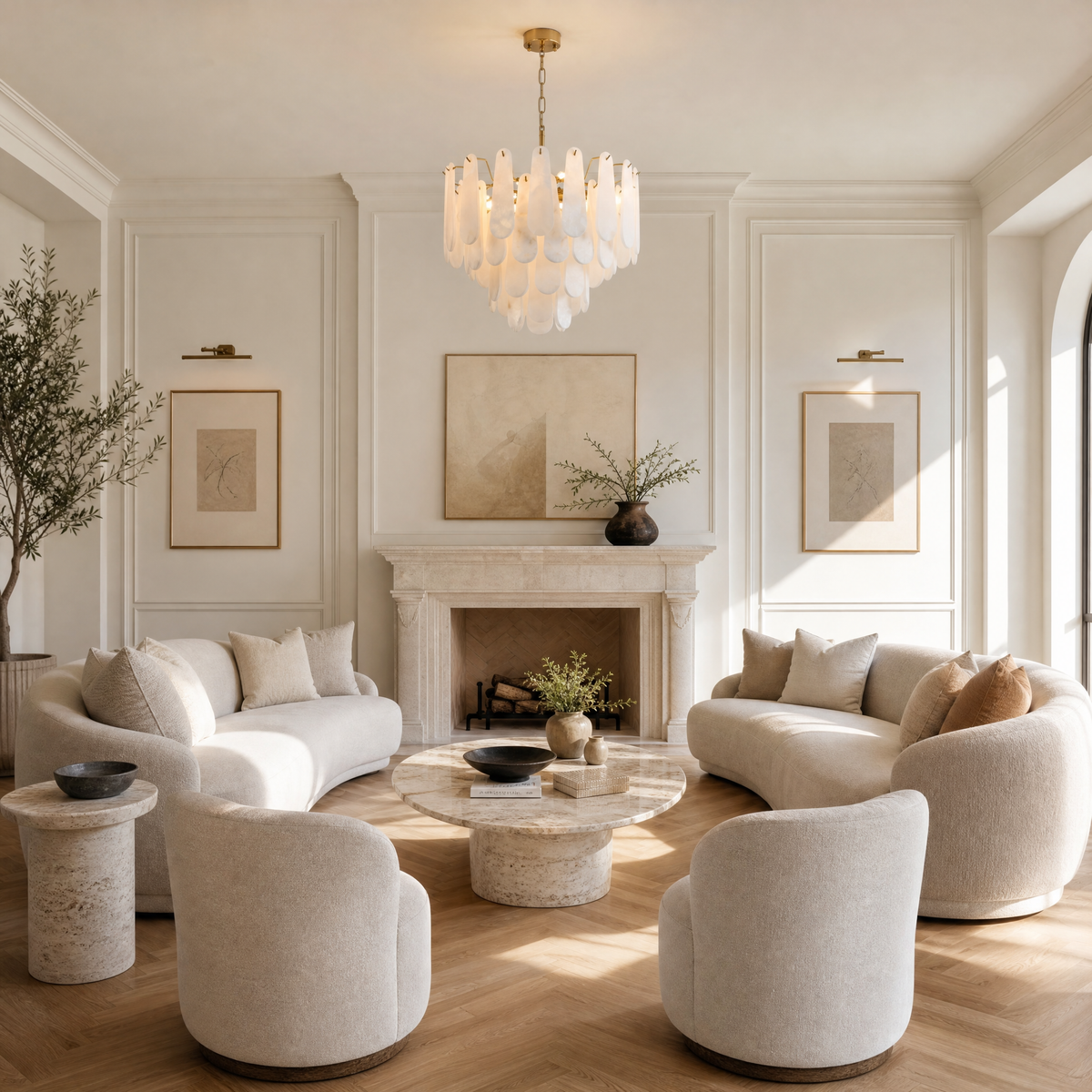Hollis Modern Alabaster Tiered Chandelier