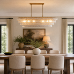 Hook Plate Crystal Clear Glass Linear Dining Pendant 1644 - Copper