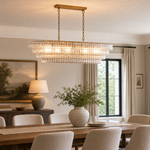 Hook Plate Crystal Clear Glass Linear Dining Pendant 1644 - Copper