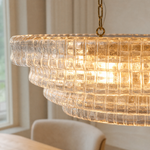 Hook Plate Crystal Clear Glass Linear Dining Pendant 1644 - Copper