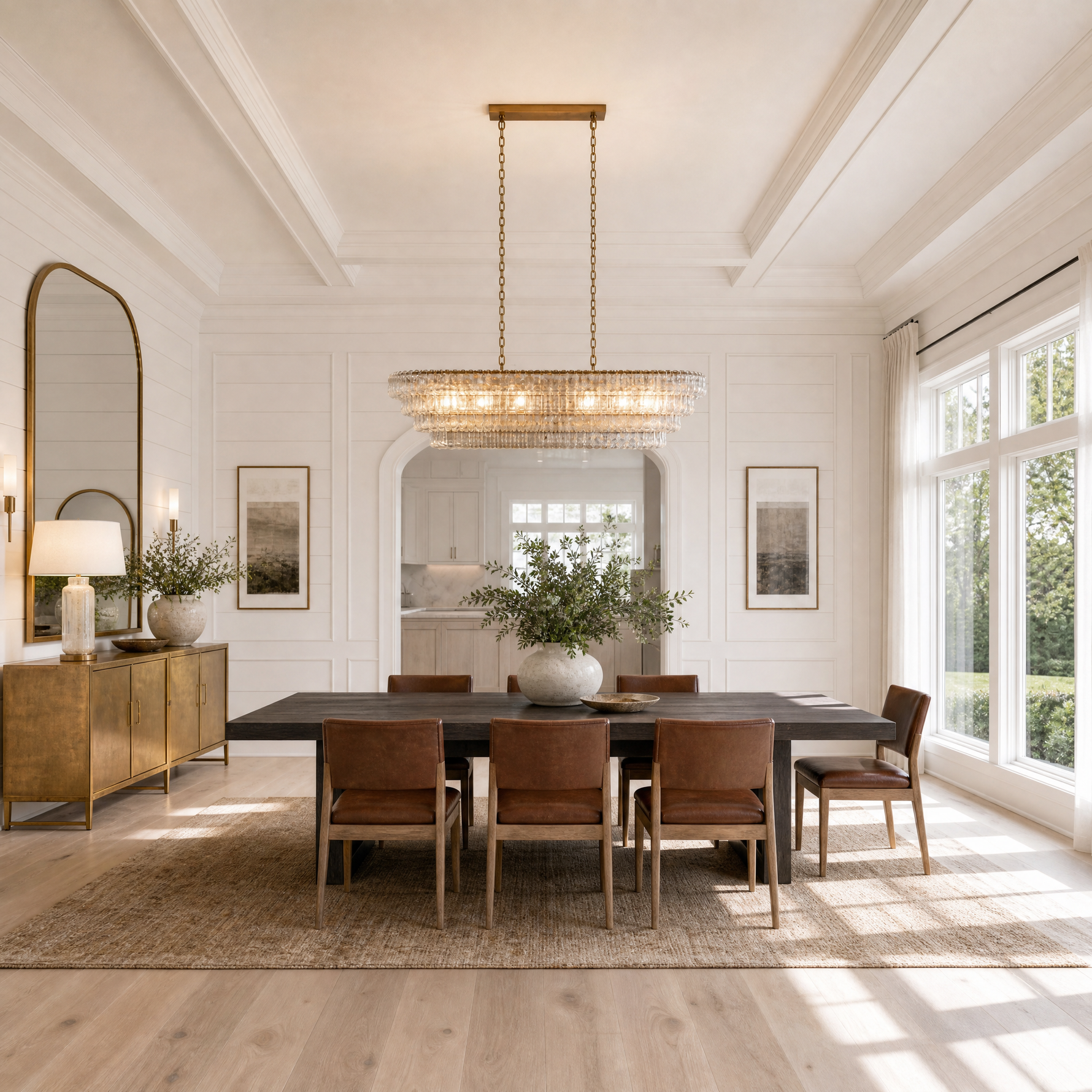 Hook Plate Crystal Clear Glass Linear Dining Pendant 1644 - Copper