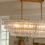 Hook Plate Crystal Clear Glass Linear Dining Pendant 1644 - Copper