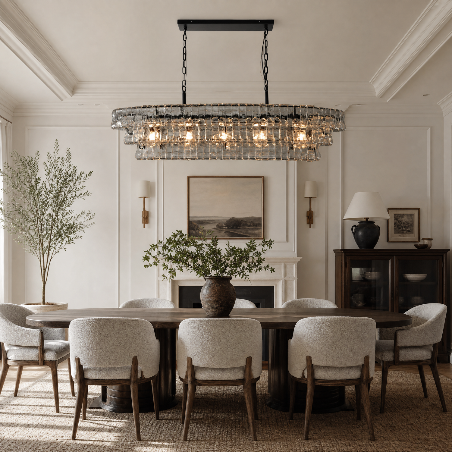 Hook Plate Crystal Linear Dining Pendant 1644 Clear Glass - Black