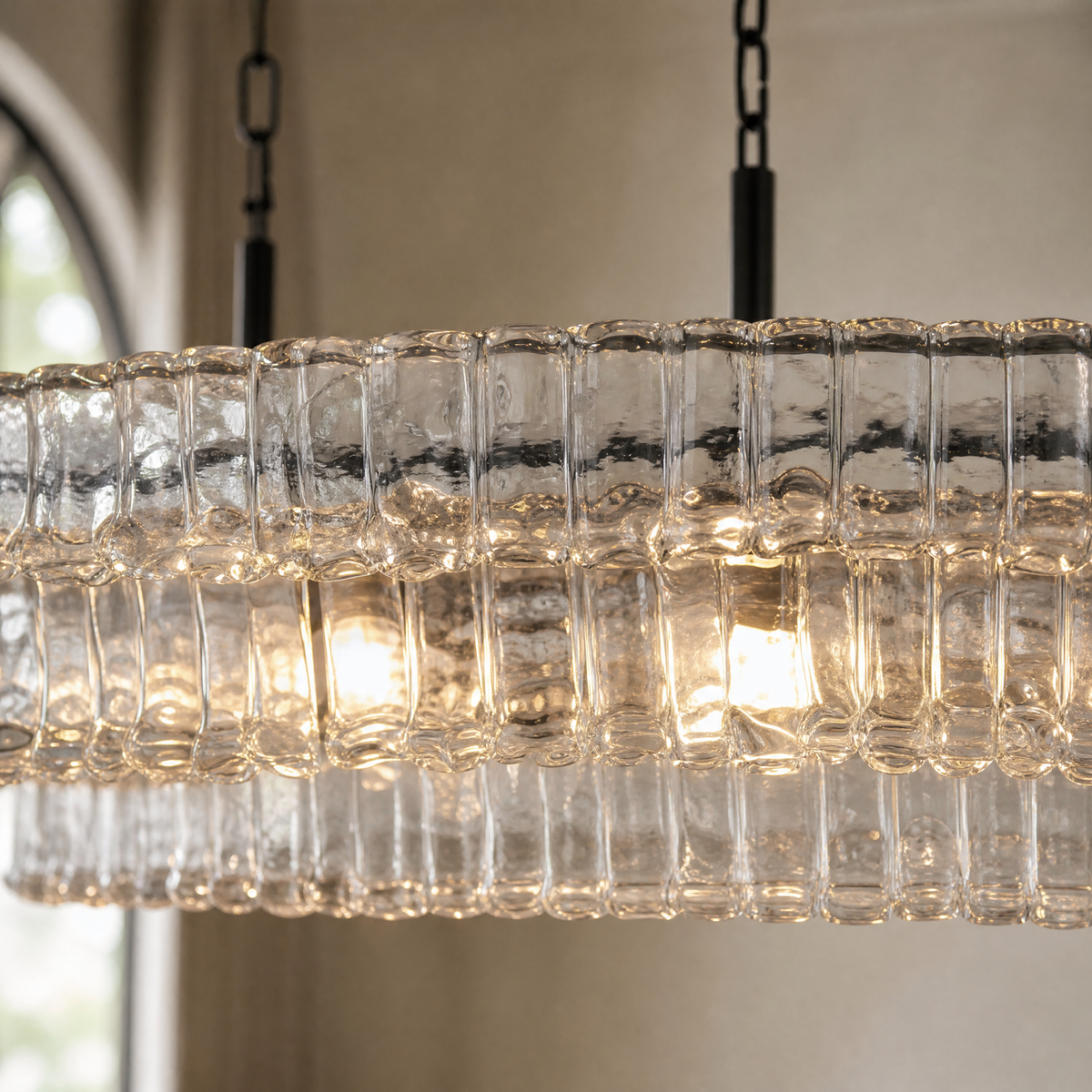 Hook Plate Crystal Linear Dining Pendant 1644 Clear Glass - Black