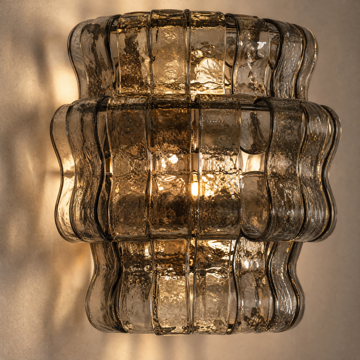 Hook Plate Crystal Wall Sconce 304 Amber - Copper