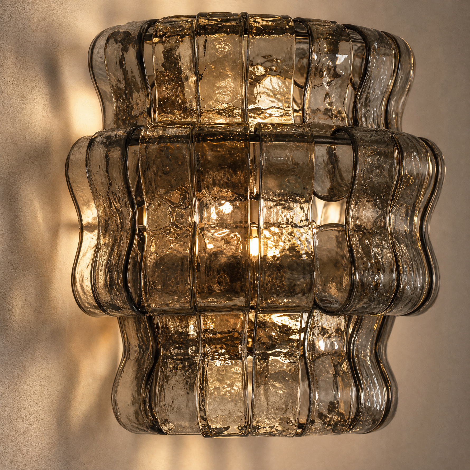 Hook Plate Crystal Wall Sconce 304 Amber - Copper