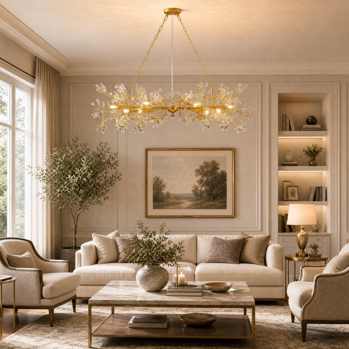Horse Eye Double-layer Branch Staircase Light - Gold 2300