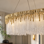 Ice Bloom Glass Square Chandelier L1200 - Copper