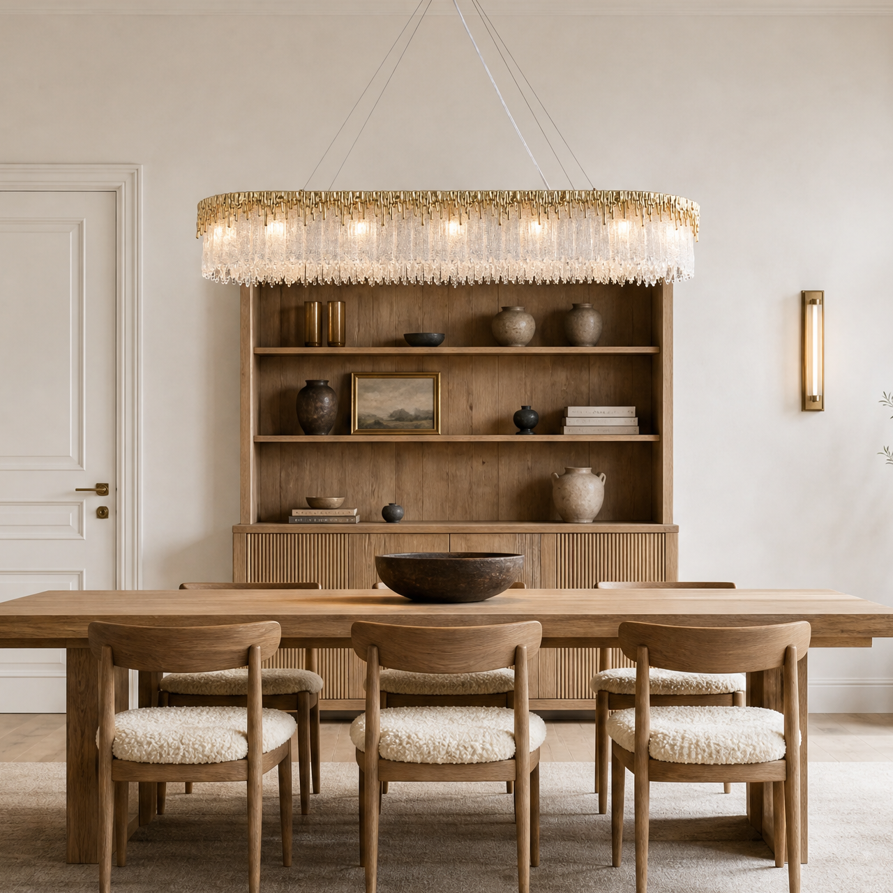 Ice Bloom Glass Square Chandelier L1200 - Copper