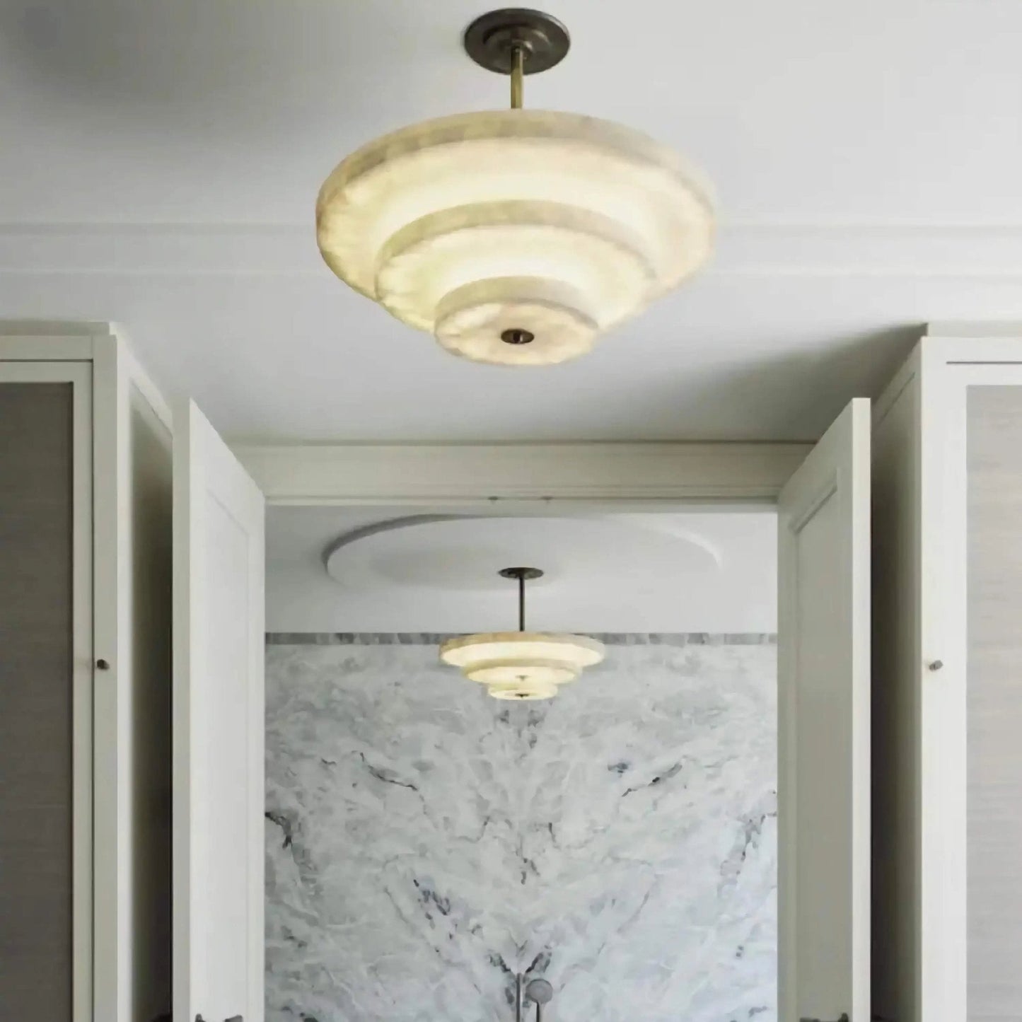 Ice Queen Alabaster Bronze & White LED Chandelier – Elegant 33‑Inch