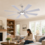 Industrial 8-Blade Ceiling Fan with LED Disc Light