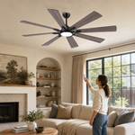 Industrial 8-Blade Ceiling Fan with LED Disc Light