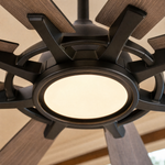 Industrial 8-Blade Ceiling Fan with LED Disc Light