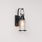 Industrial Black Iron Clear Glass Hanging Wall Lantern