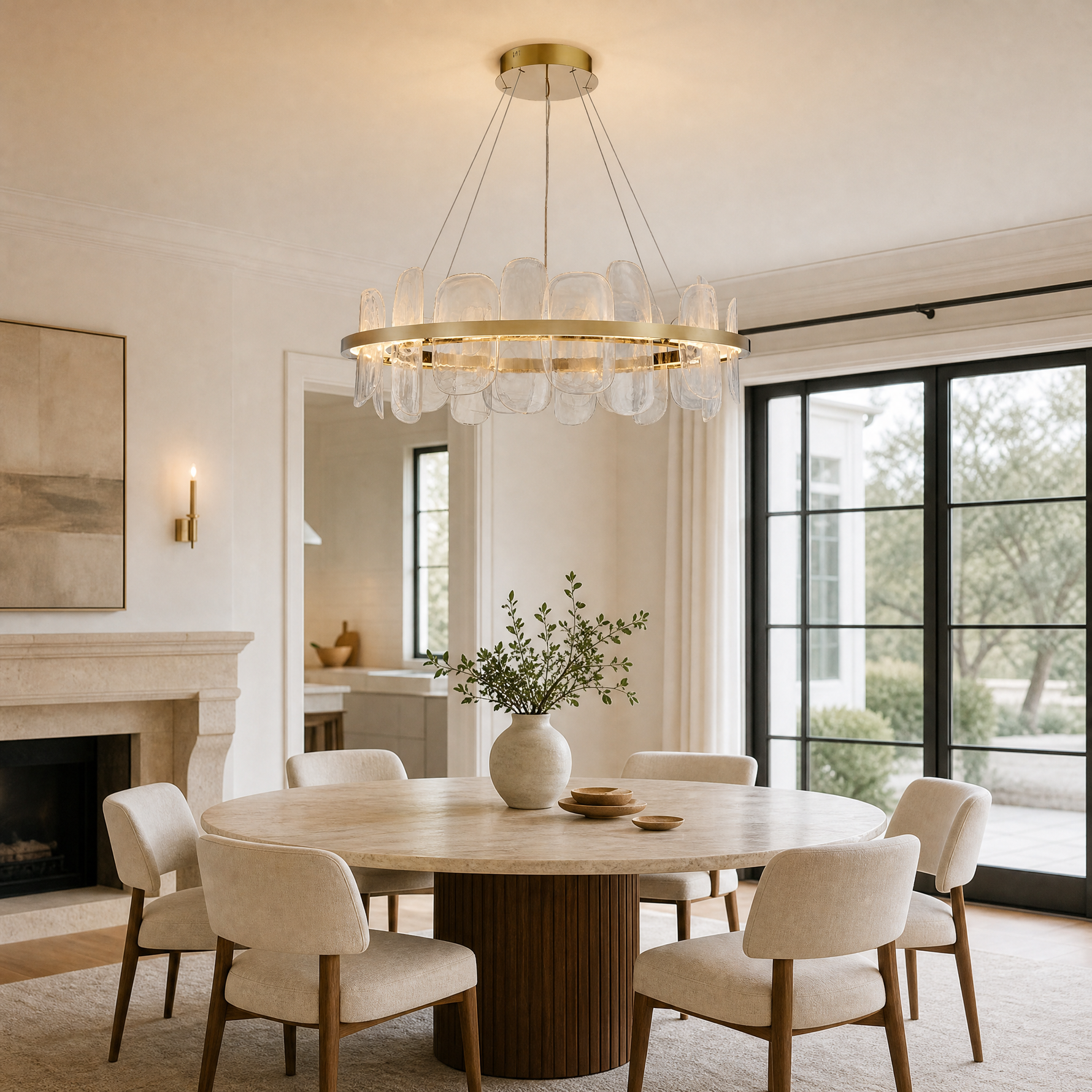 Iris Handblown Glass Petal Chandelier