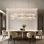 Iris Handblown Glass Petal linear Chandelier