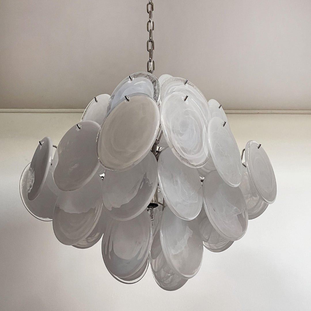 Isadora Murano White Disc Chandelier - YIOSI