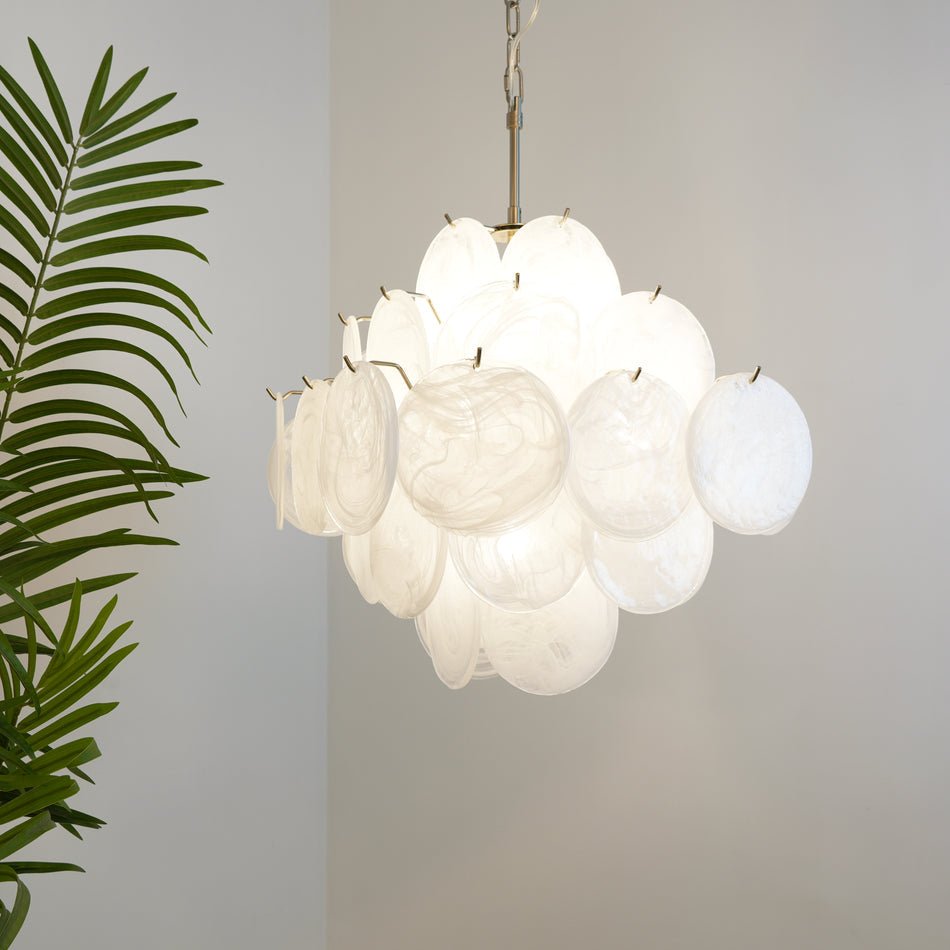 Isadora Murano White Disc Chandelier - YIOSI