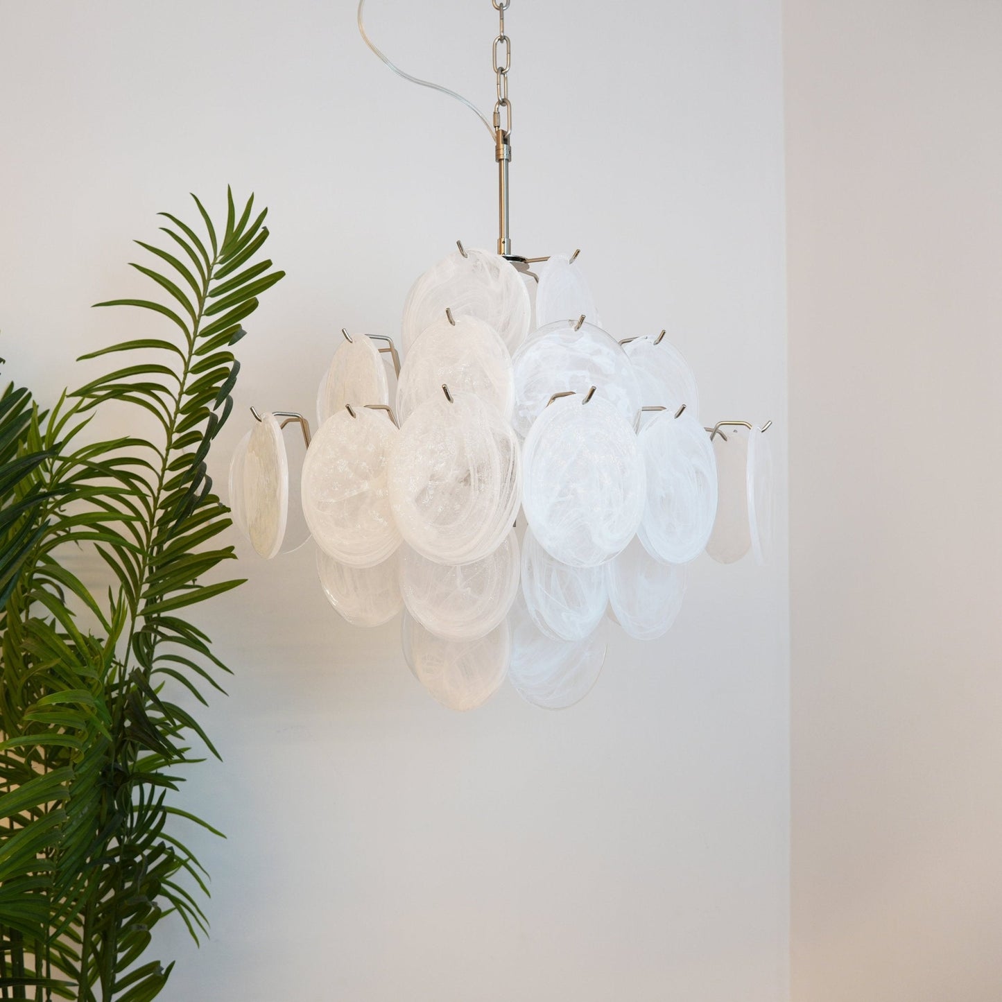 Isadora Murano White Disc Chandelier - YIOSI
