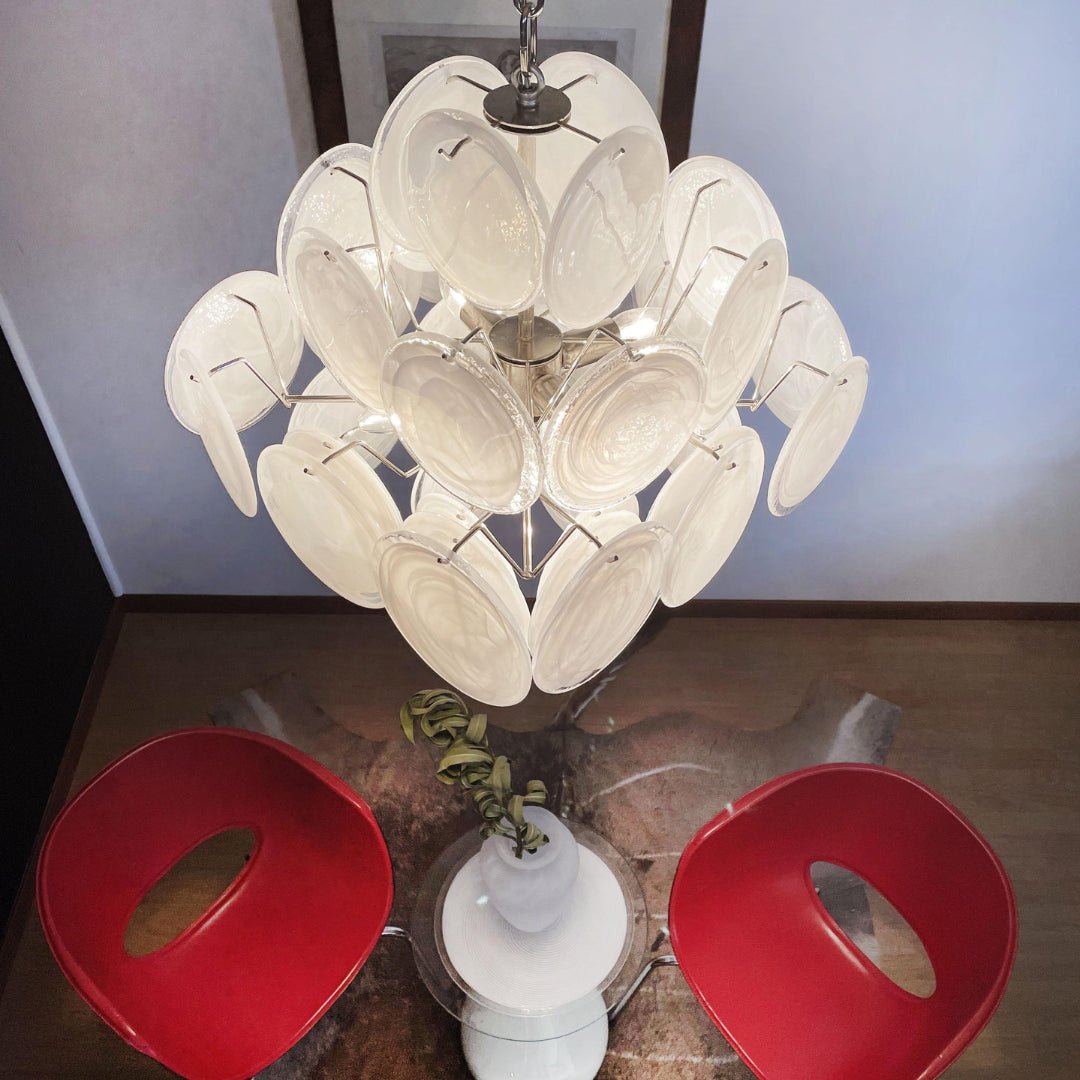 Isadora Murano White Disc Chandelier - YIOSI