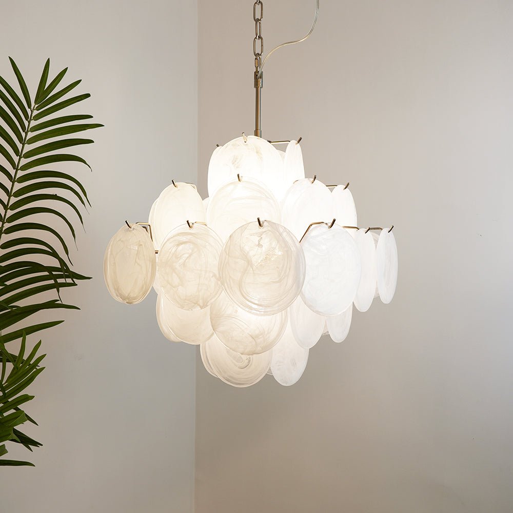 Isadora Murano White Disc Chandelier - YIOSI