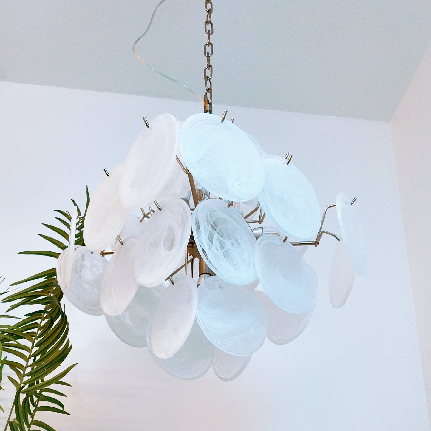 Isadora Murano White Disc Chandelier - YIOSI