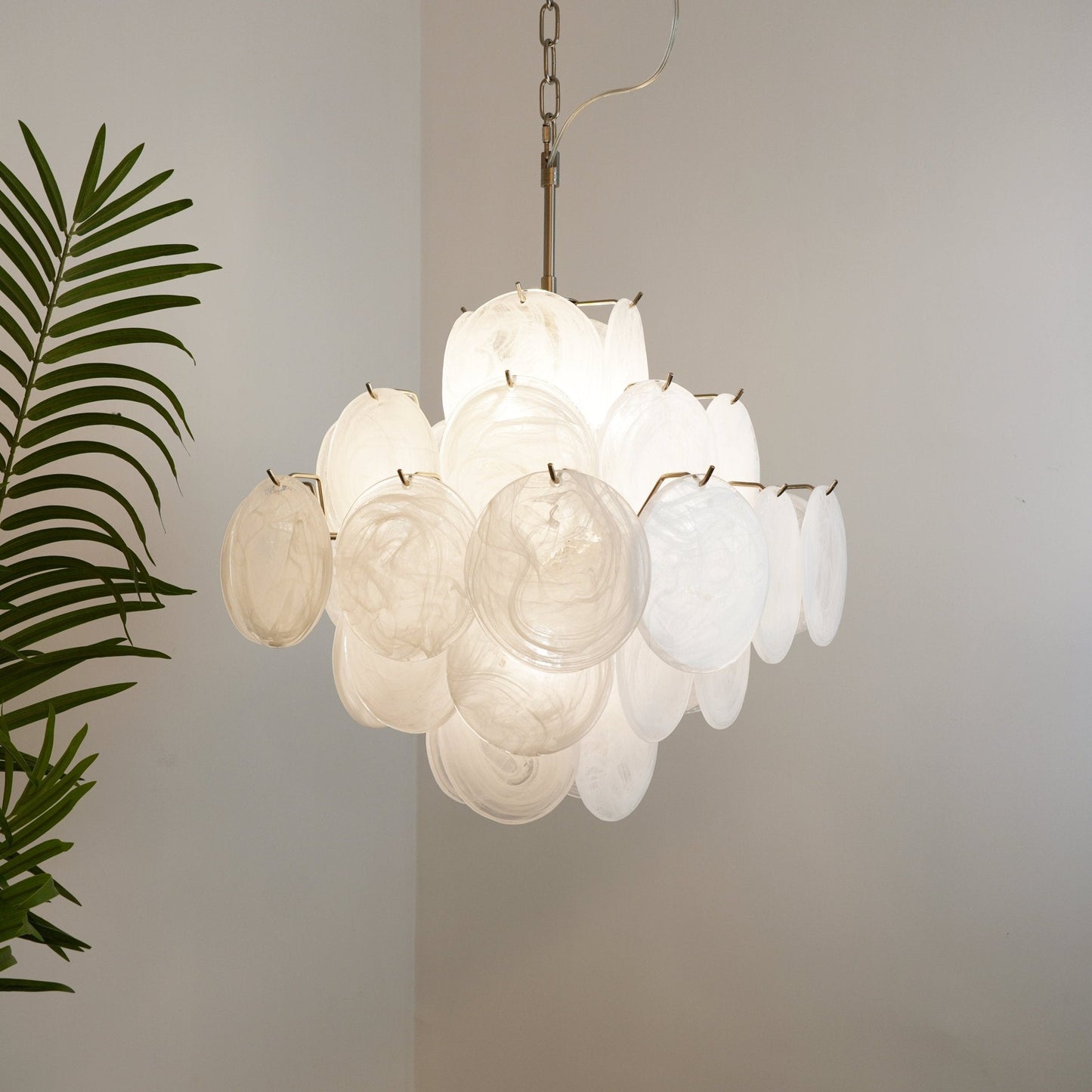 Isadora Murano White Disc Chandelier - YIOSI