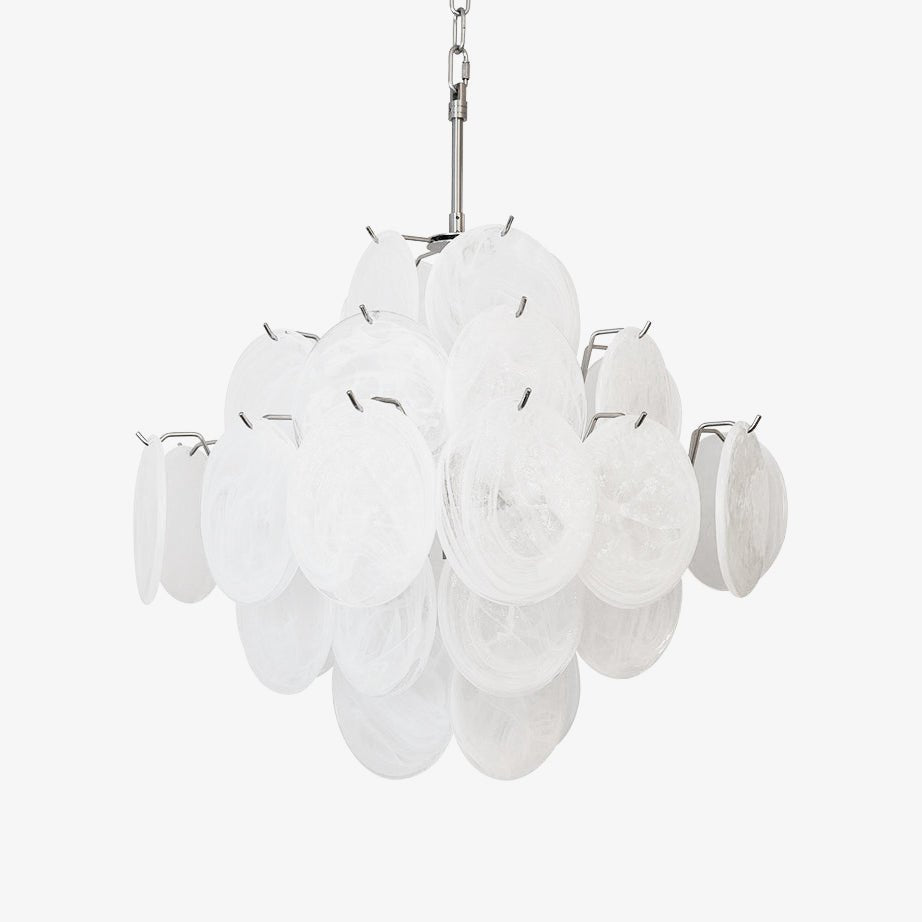 Isadora Murano White Disc Chandelier - YIOSI